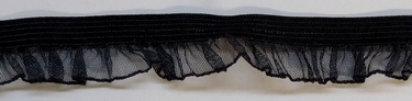 Elastic Lace+Organza ruche 15-16mm (50 m), Black